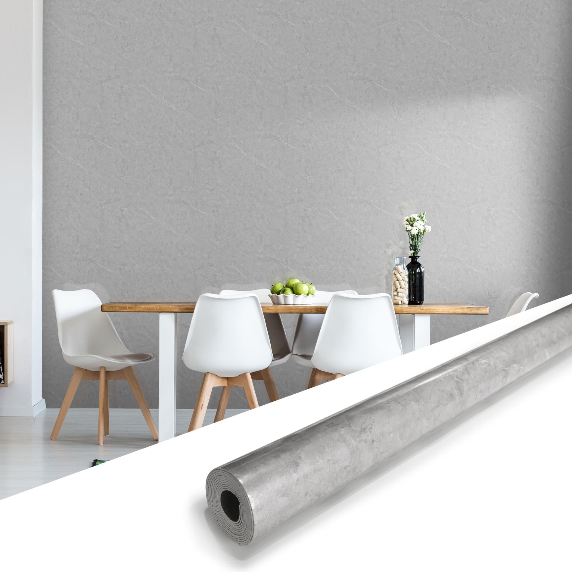 118" x 47" Armani Gray Glossy Peel and Stick Wall Paneling Roll