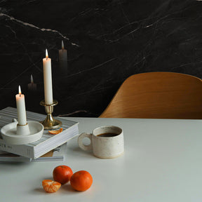 118" x 47" Black Marquina Glossy Peel and Stick Wall Paneling Roll