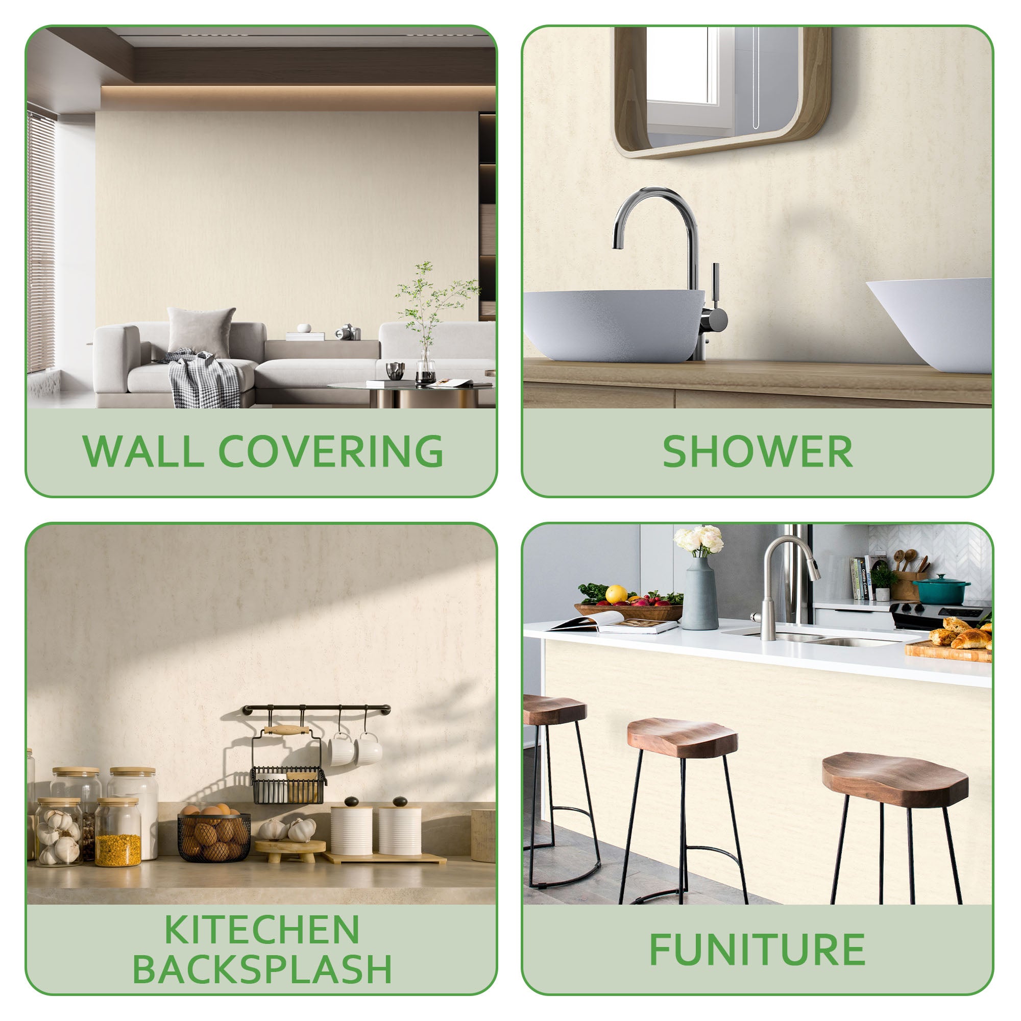 Matte Travertino Beige Peel and Stick Wall Paneling Roll