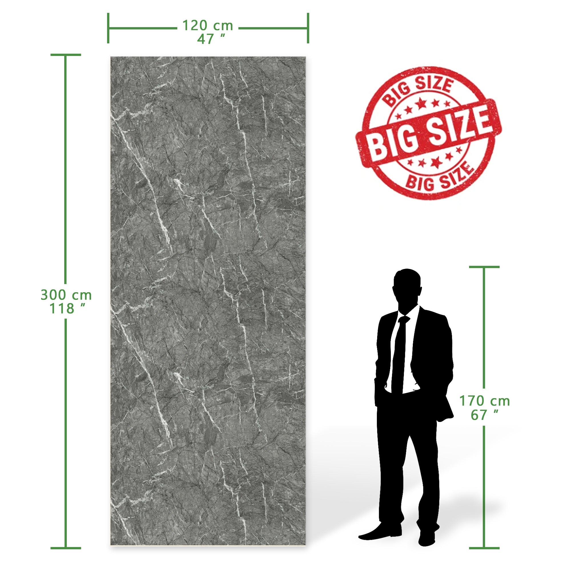 Glossy Bardiglio Grey Peel and Stick Wall Paneling Roll