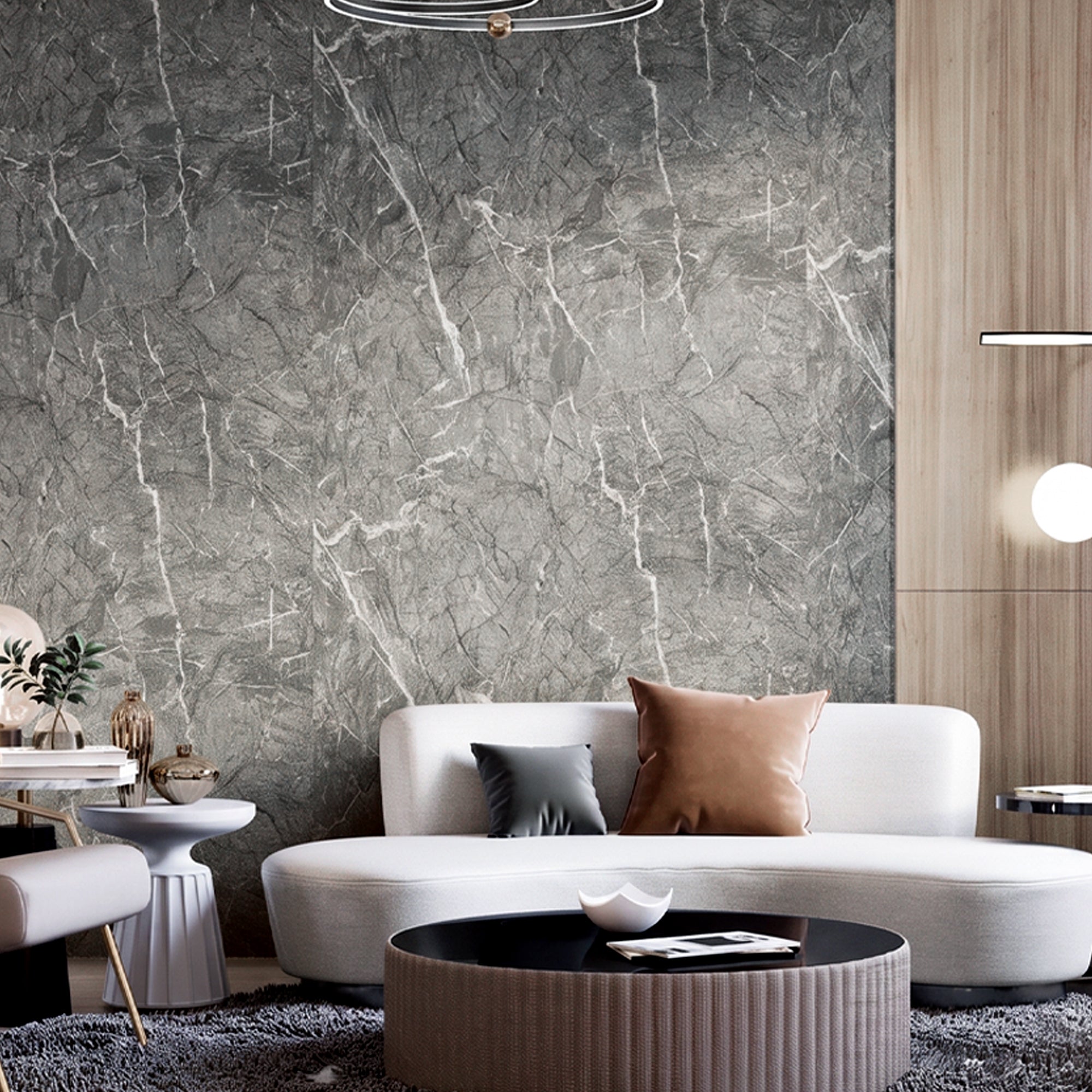 Matte Bardiglio Grey Peel and Stick Wall Paneling Roll