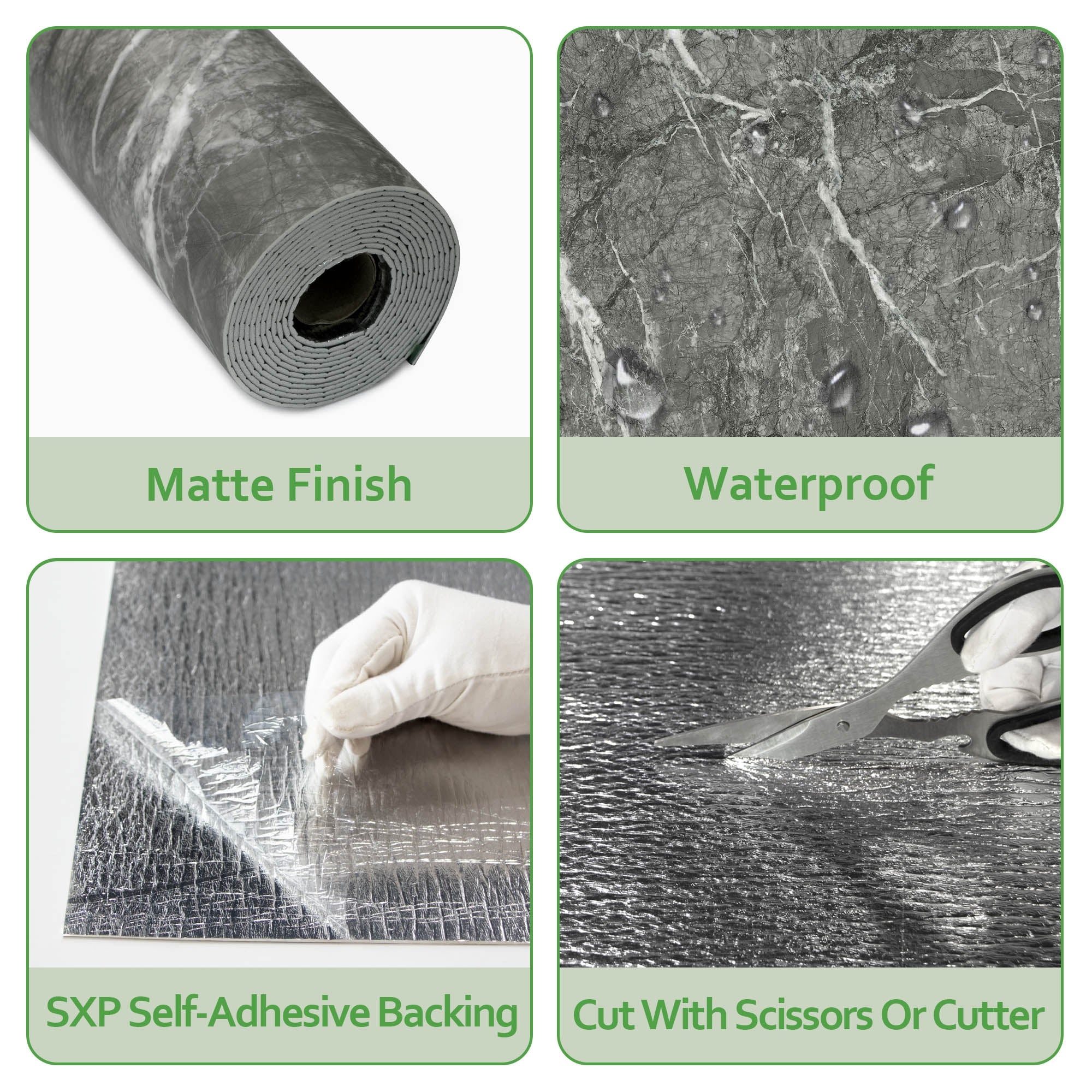 Matte Bardiglio Grey Peel and Stick Wall Paneling Roll