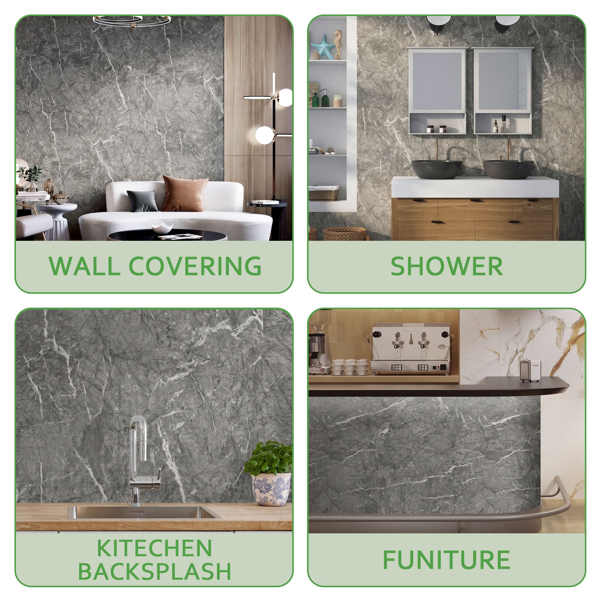 Matte Bardiglio Grey Peel and Stick Wall Paneling Roll