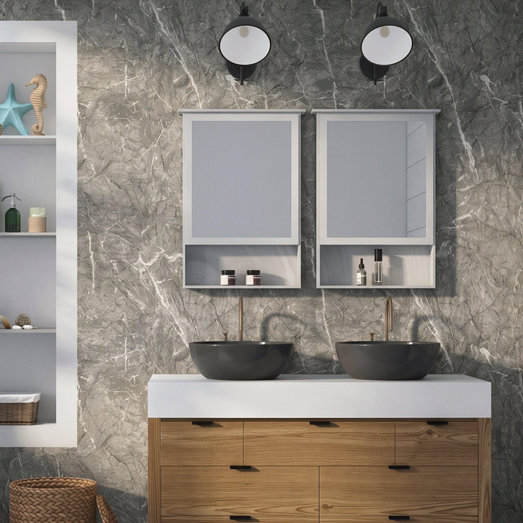 Matte Bardiglio Grey Peel and Stick Wall Paneling Roll