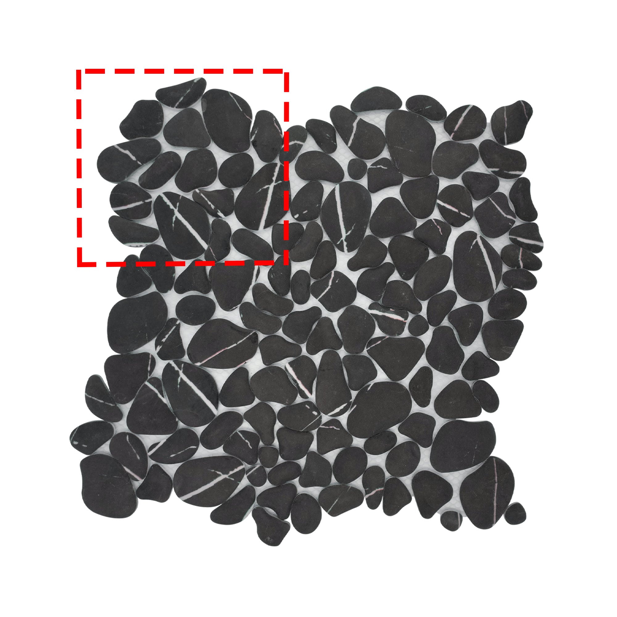 Pebble Black Marquina Recycled Glass Floor and Wall Mosaic Tile