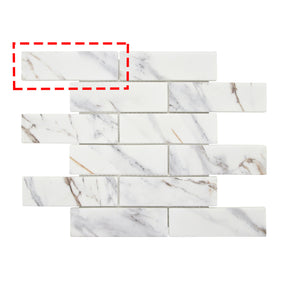 Subway Calacatta Gold Recycled Glass Floor And Wall Mosaic Tile