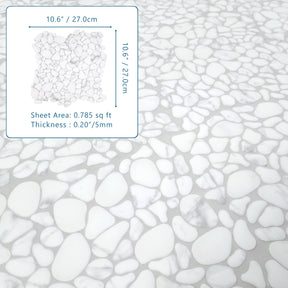 White Calacatta Pebble 10.6"x10.6" Recycled Glass Floor And Wall Mosaic Tile