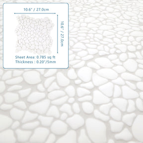 White Pebble 10.6"x10.6" Recycled Glass Floor And Wall Mosaic Tile