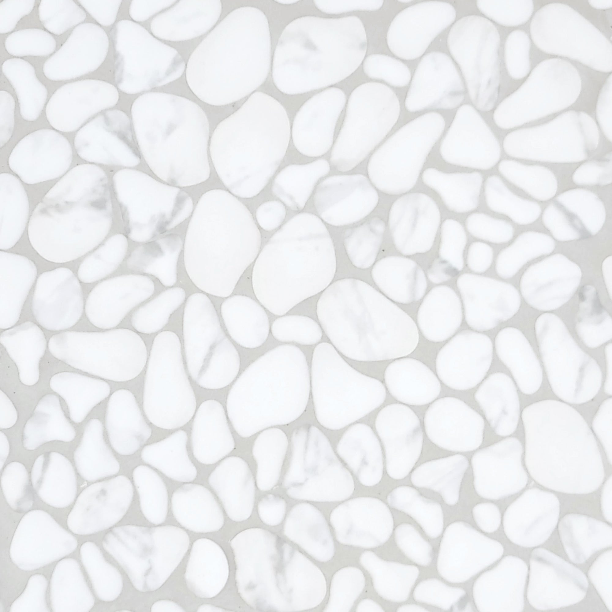 Pebble White Calacatta Recycled Glass Floor and Wall Mosaic Tile