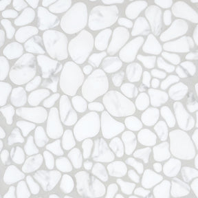 White Calacatta Pebble 10.6"x10.6" Recycled Glass Floor And Wall Mosaic Tile