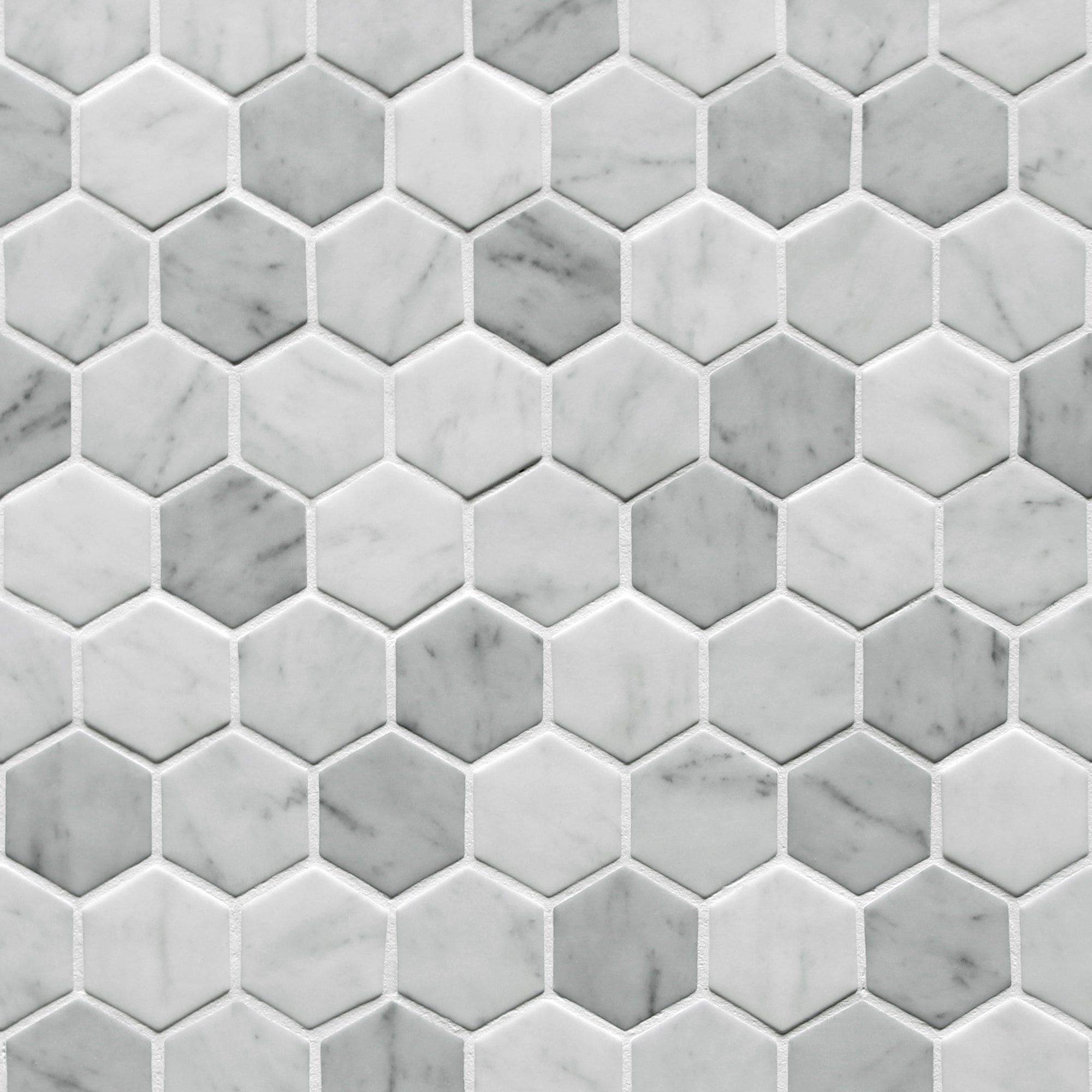 White Carrara Hexagon Recycled Glass Floor and Wall Mosaic Tile