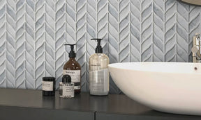Leaf Carrara White Recycled Glass Floor And Wall Mosaic Tile