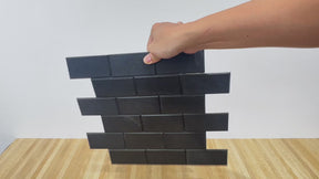 Subway Black Natural Marble Peel and Stick Backsplash Tile