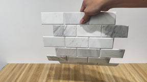 Subway Carrara White Natural Marble Peel and Stick Backsplash Tile