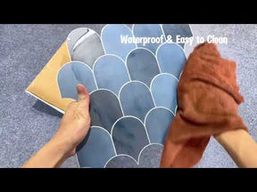 Blue Fish Scale Peel and Stick Backsplash Tile