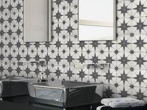 9" x 9" Flower Gray Peel and Stick Backsplash Wall and Floor Tile