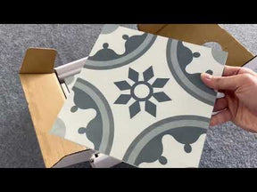 9" x 9" Patterned Blue Peel and Stick Backsplash Wall and Floor Tile