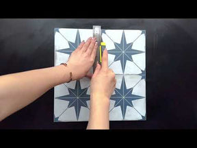 Encaustic Patterned Blue Star Peel and Stick Backsplash Tile