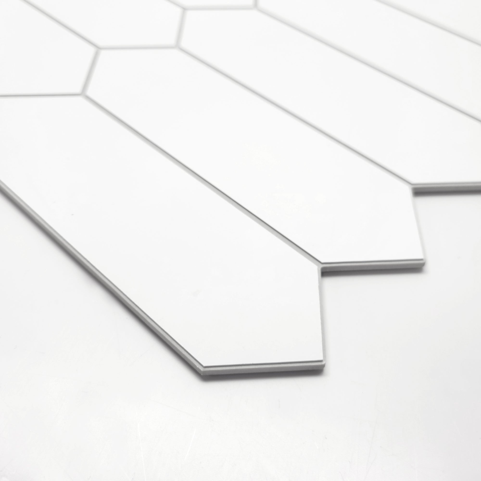 White Picket Long Hexagon Peel and Stick Tile