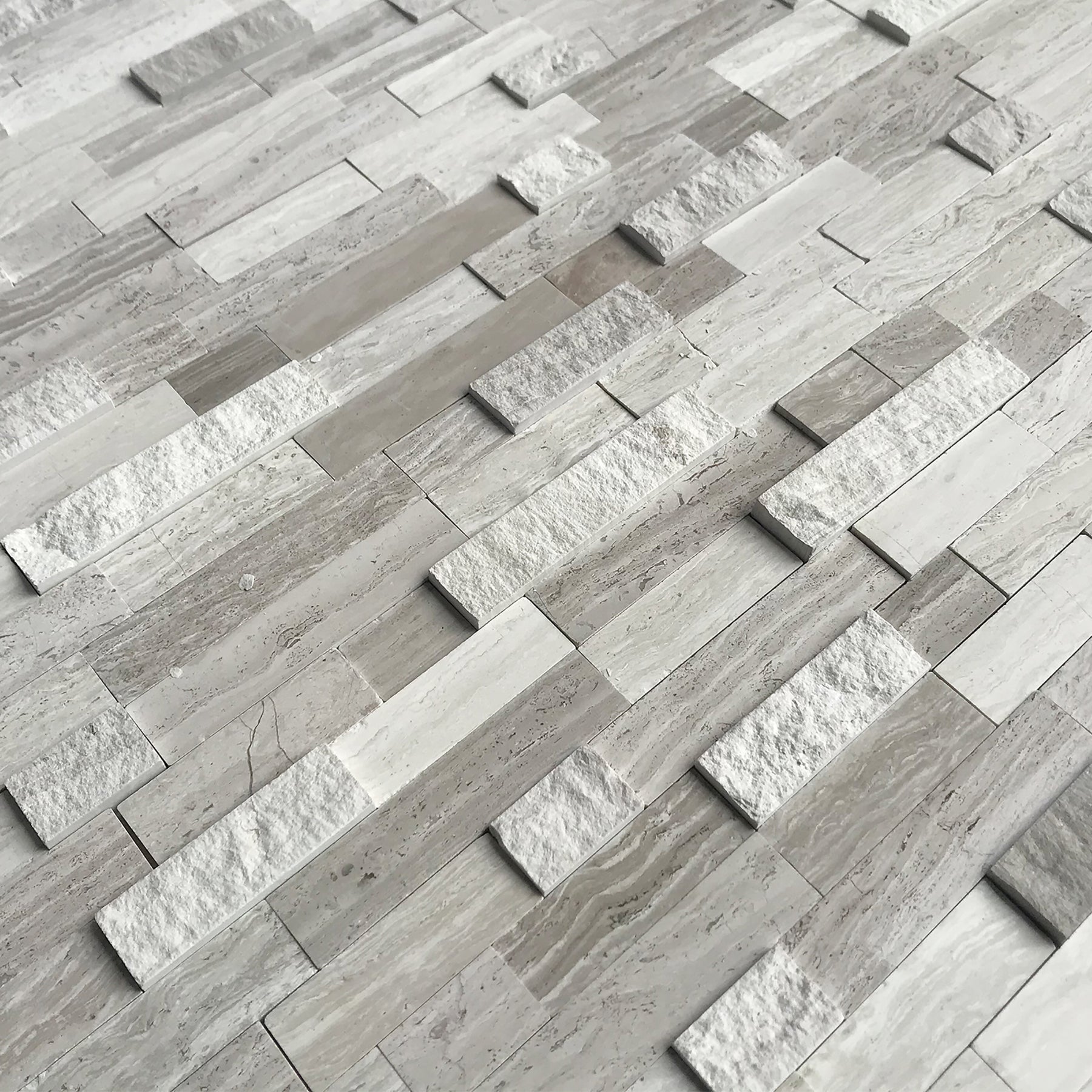 3D Grey Wood Natural Marble Peel and Stick Tile