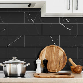 4x12´´ Black Marquina Peel and Stick Tile