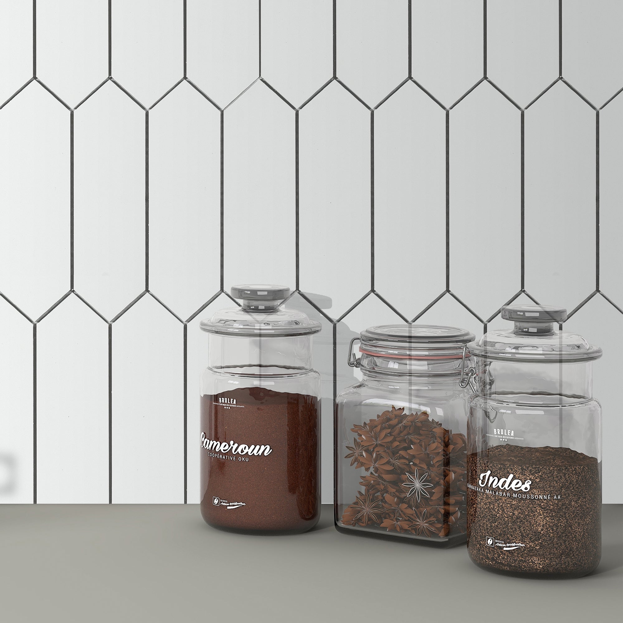 White Picket Long Hexagon Peel and Stick Tile