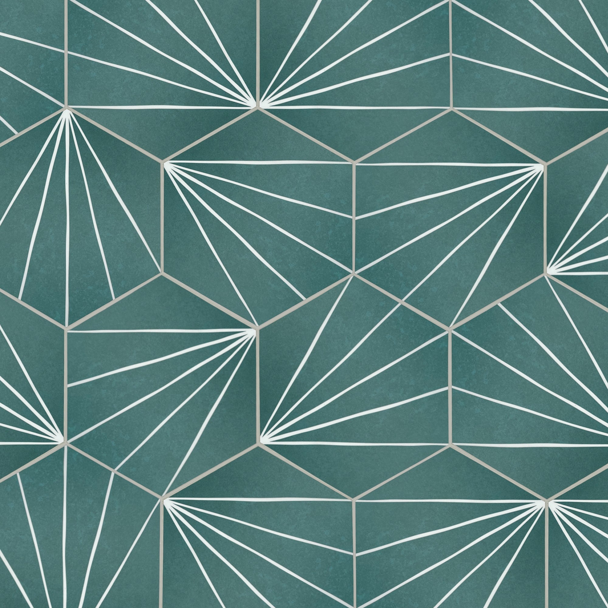 6x7'' Art Deco Hexagon Emerald Peel and Stick Tile