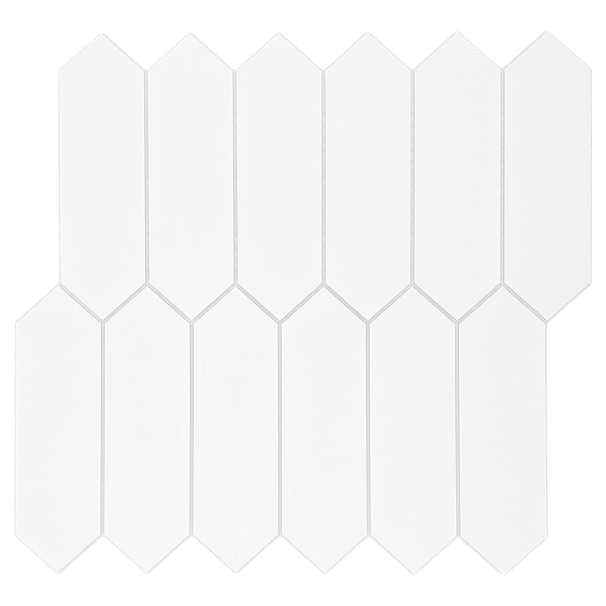 White Picket Long Hexagon Peel and Stick Tile