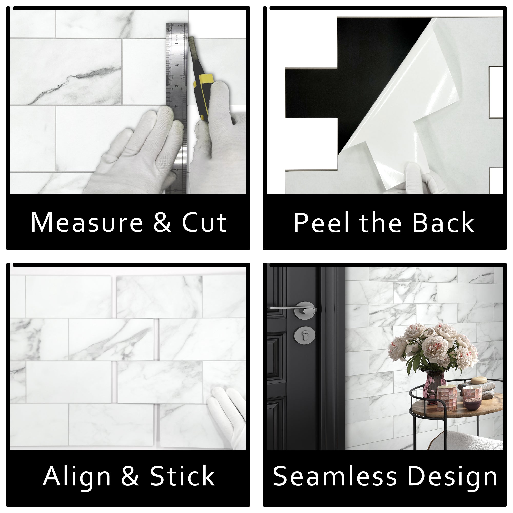 3x6" Calacatta White Peel and Stick Tile