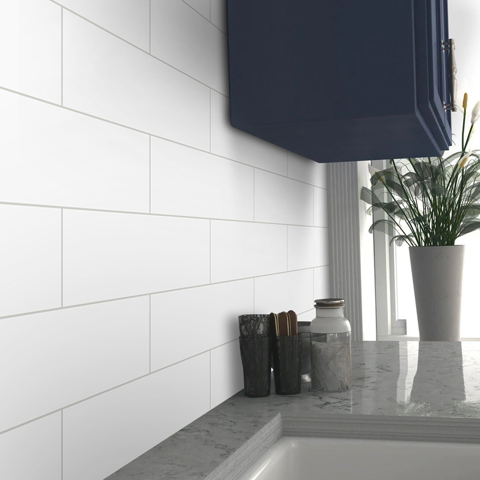 4x12" White Subway Peel and Stick Tile