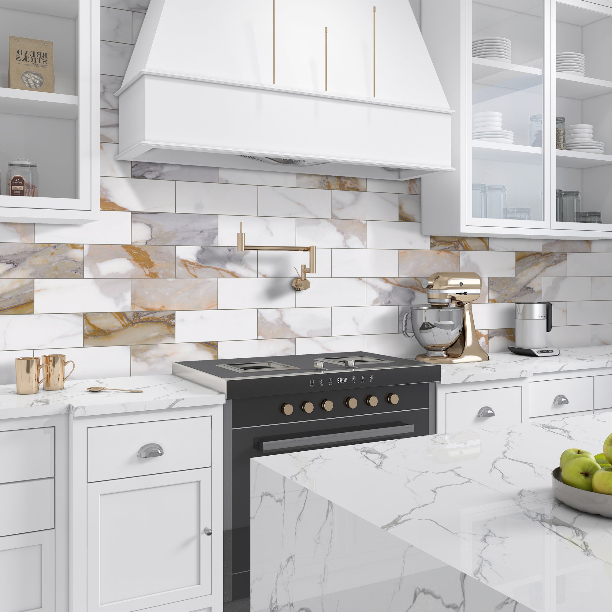 4x12" Calacatta Gold Peel and Stick Tile