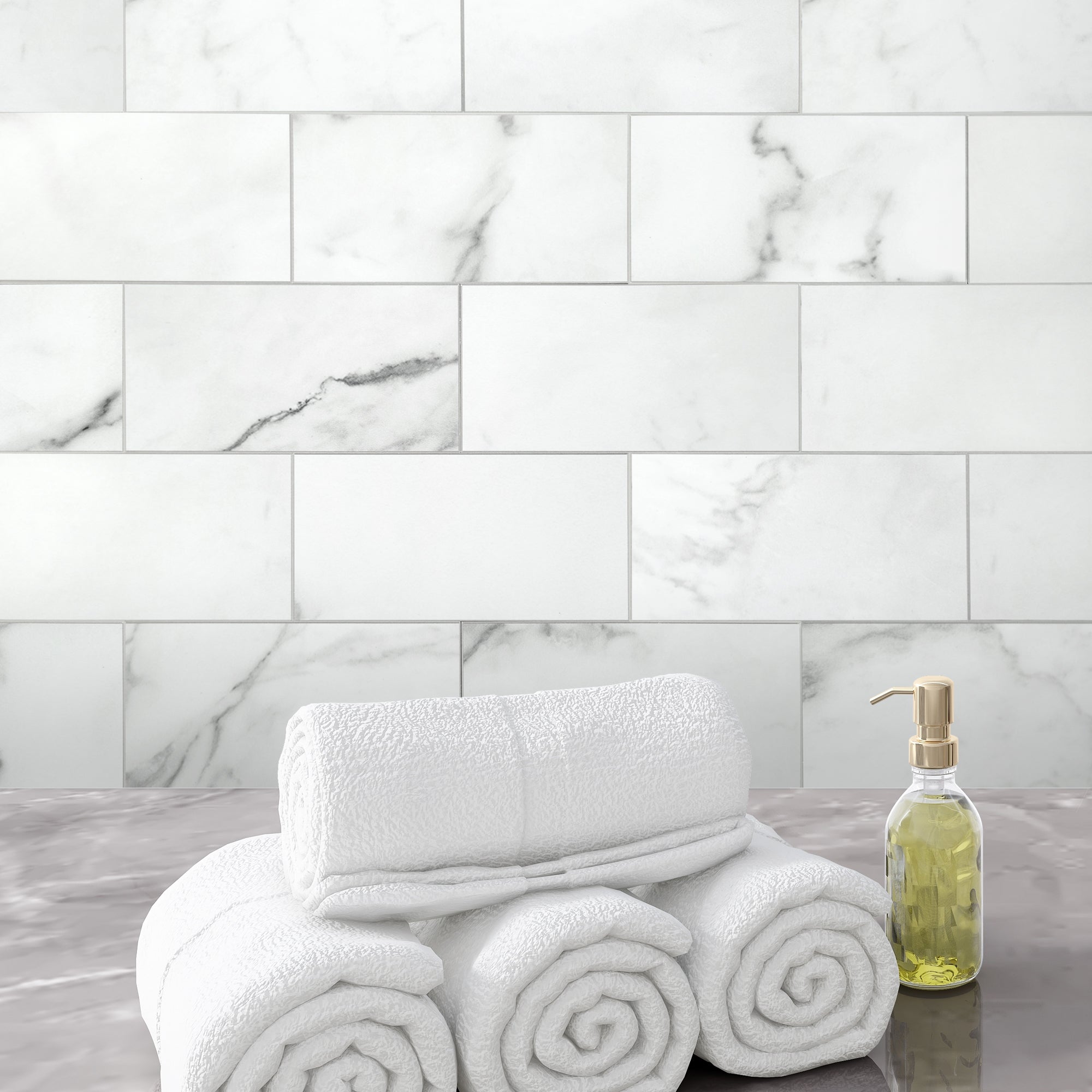 3x6" Calacatta White Peel and Stick Tile