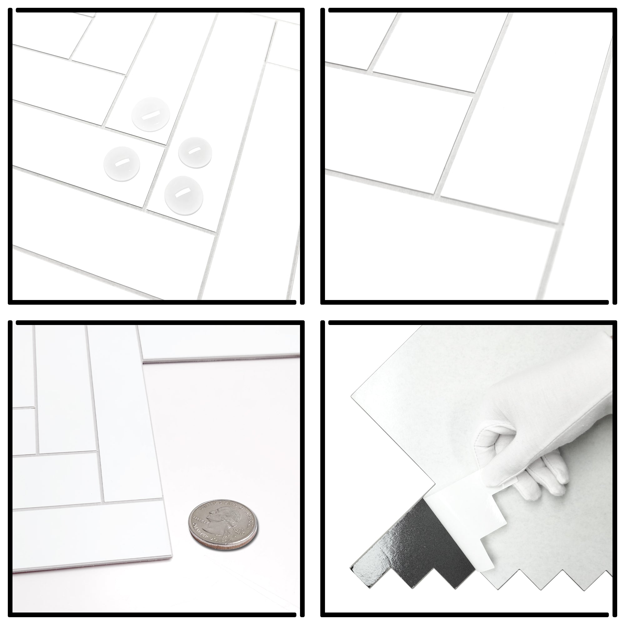 Herringbone White Peel and Stick Backsplash Tile