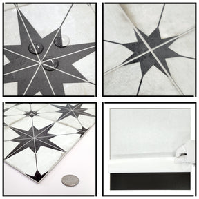 Encaustic Patterned Beige Star Peel and Stick Backsplash Tile