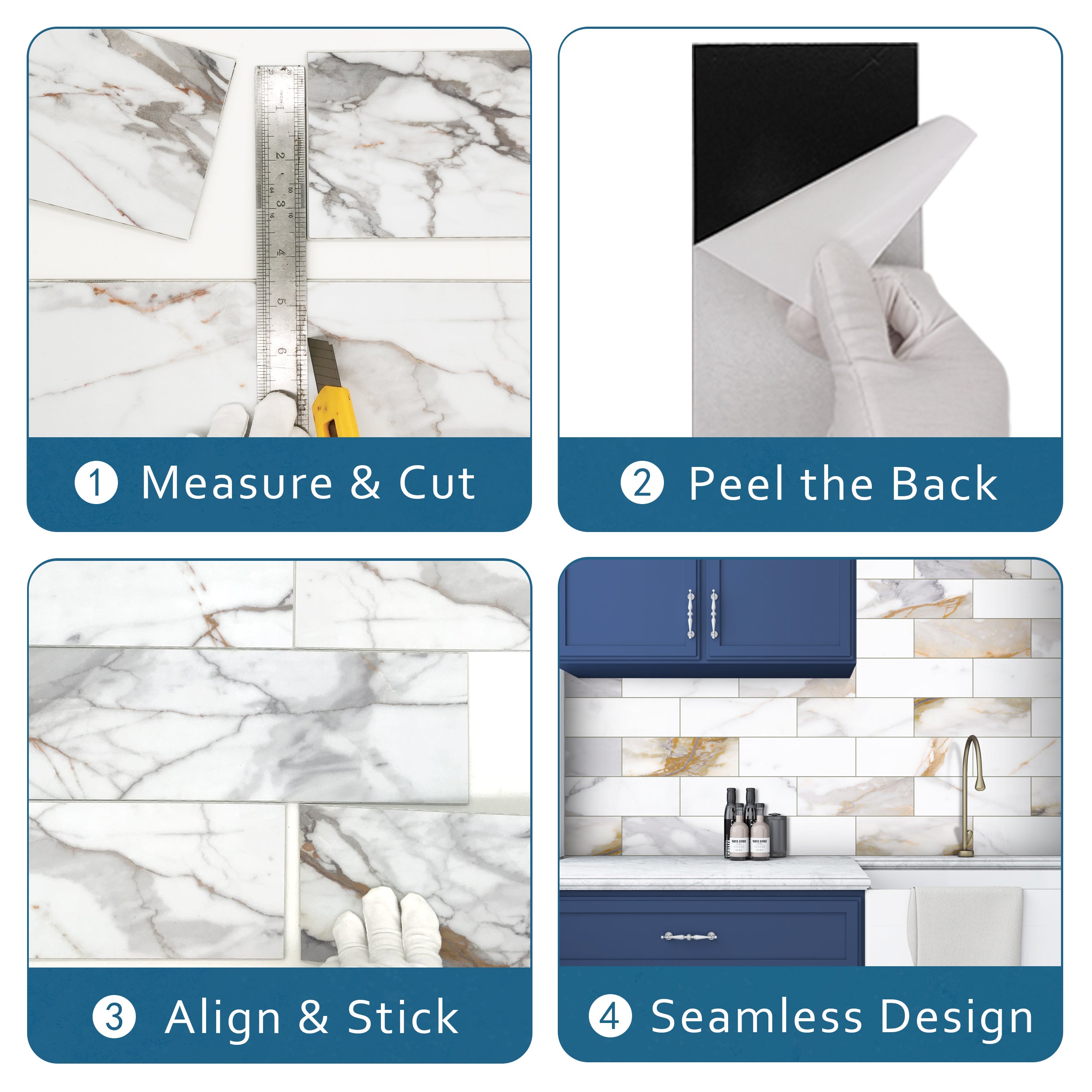 4x12" Calacatta Gold Peel and Stick Tile