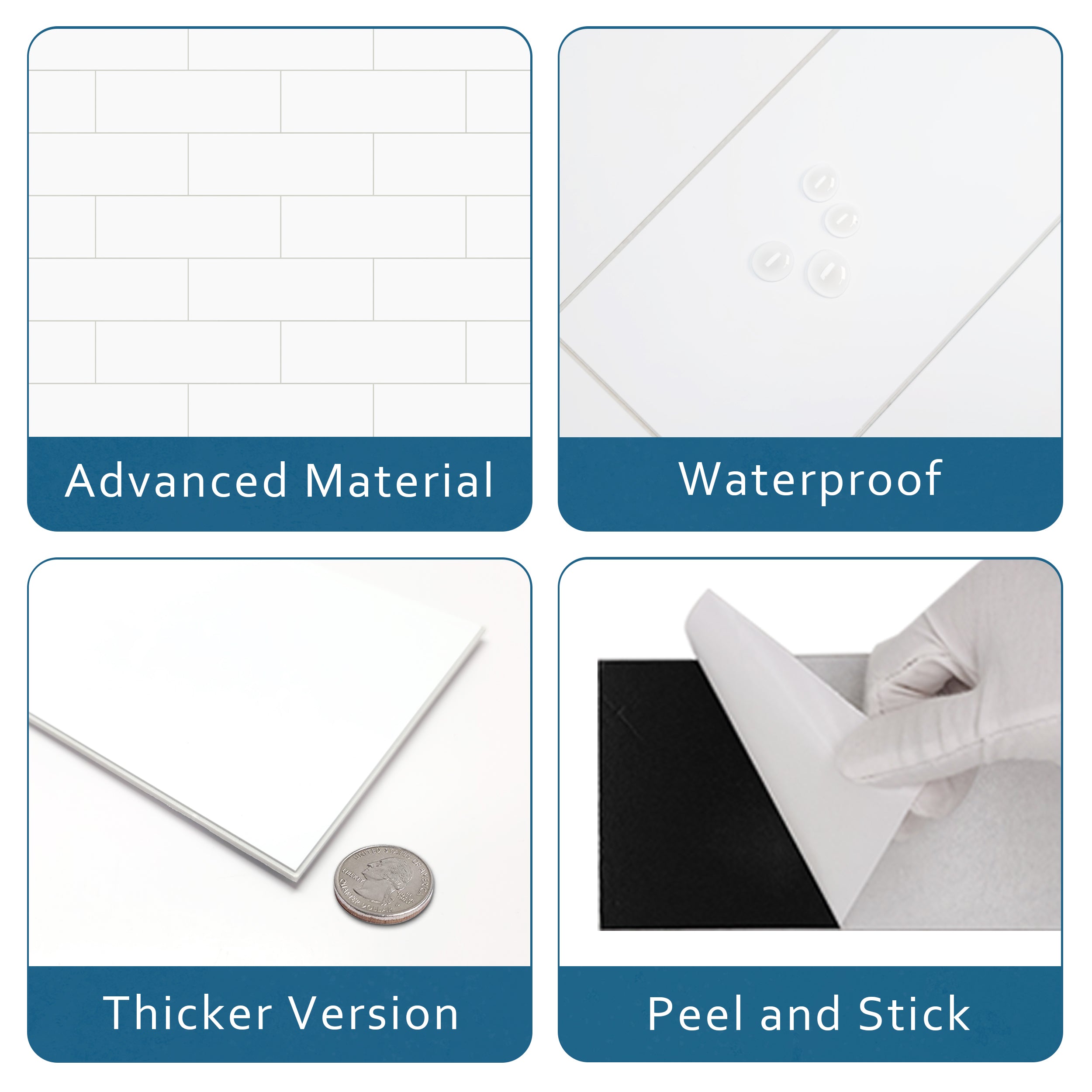 4x12" White Subway Peel and Stick Tile