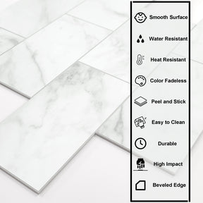 3x6'' Calacatta White Peel and Stick Tile